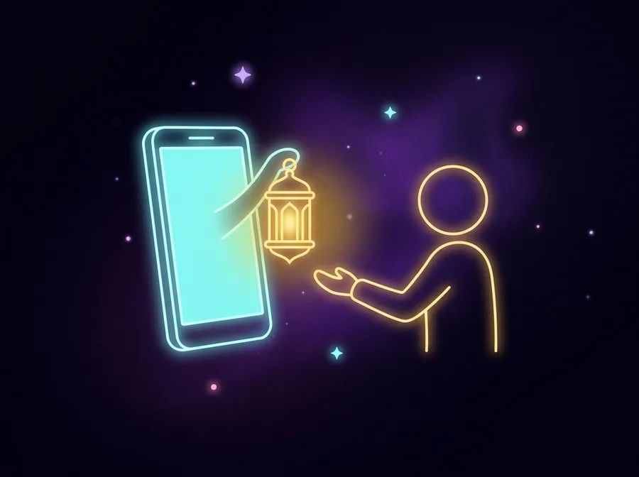 A phone offering a small light to a person